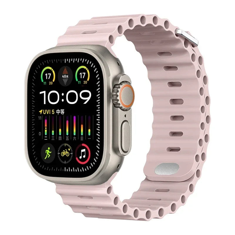 Ocean Silicone Strap For Apple Watch UItra 3 1 2 49mm 10 9 8 7 11 46mm 42mm 45mm 41mm Bracelet Wristband iWatch 6 5 4 SE3 44mm