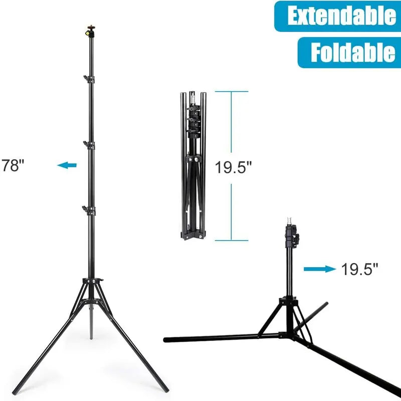 NAGNAHZ 78'' Photographic Lighting Tripod Aluminum Alloy Foldable Portable Light Stand Photography Camera Flash Mount Brackets
