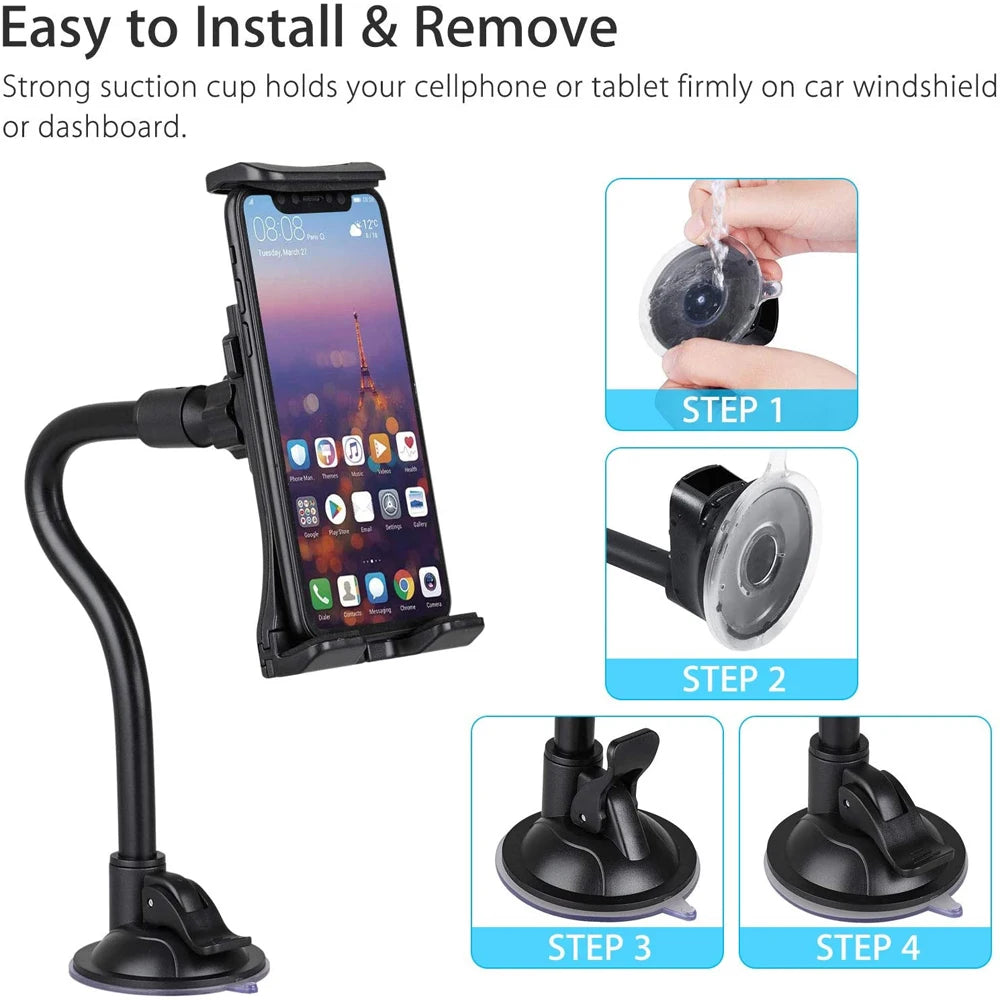 Universal Car Tablet Holder Suction Cup Stand for iPhone Samsung iPad Pro Air4-13'' Galaxy Tab Dashboard Cellphone Bracket Mount