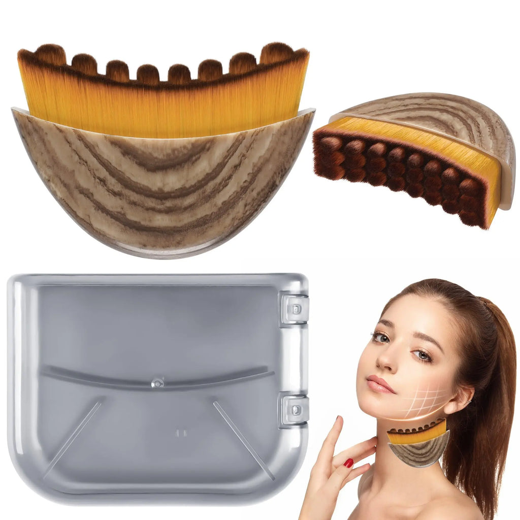 Lymphatic Contour Face Brush Dry Facial Brush Soft Bristles Contoured Lymphatic Massage Tool Home Spa Gentle Exfoliation Brush