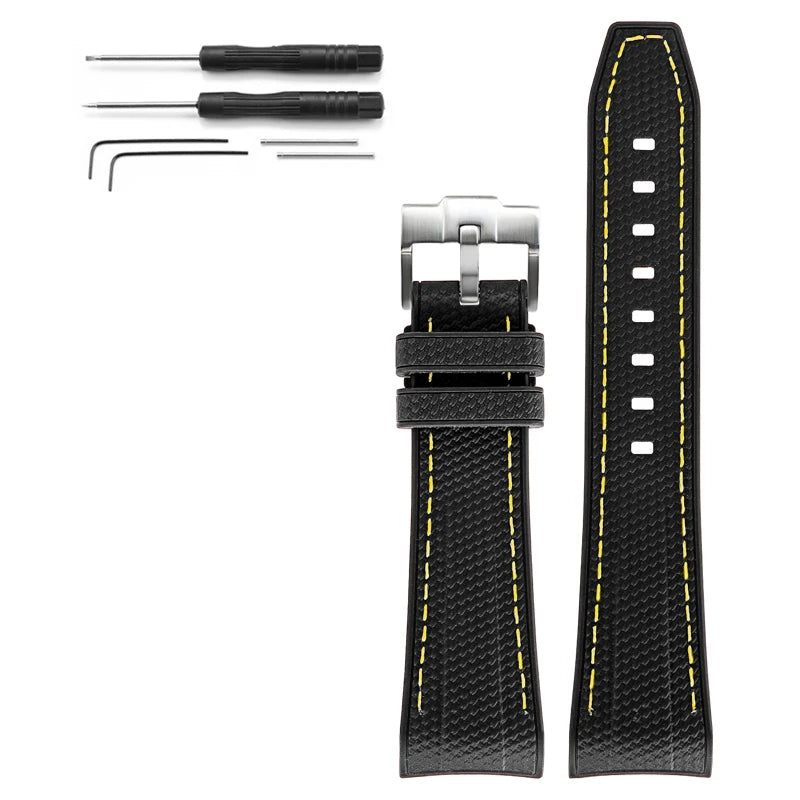 Rubber Silicone Watch Band for Swatch X Blancpain GREEN ABYSS Curved End Waterproof Sport Woven Pattern Strap Bracelet 22mm