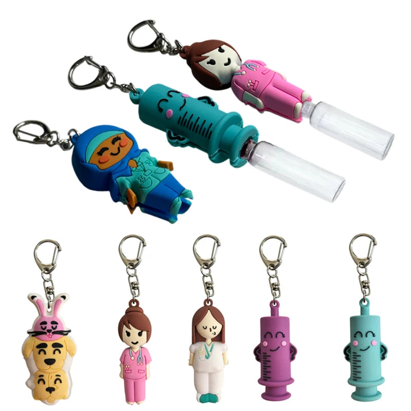 Syringe-Shaped Ampoule Bottle Opener Keychain Rubber Cutter Aid Medication Vial Breaker Tool For Home Nurses And Doctors