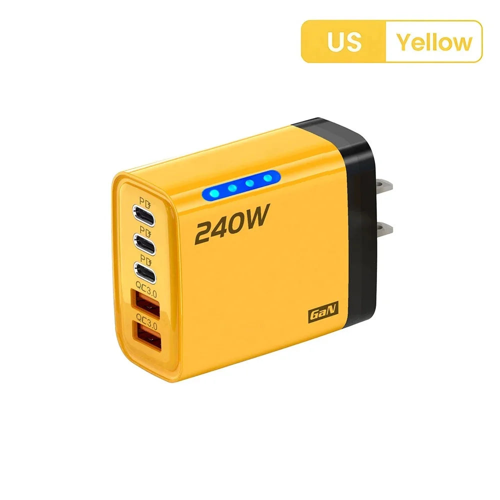 USB Type C 240W GaN Charger Fast Charging PD Quick Charger 3.0 Wall Adapter EU/US Charging Plug For iPhone Xiaomi Samsung Huawei
