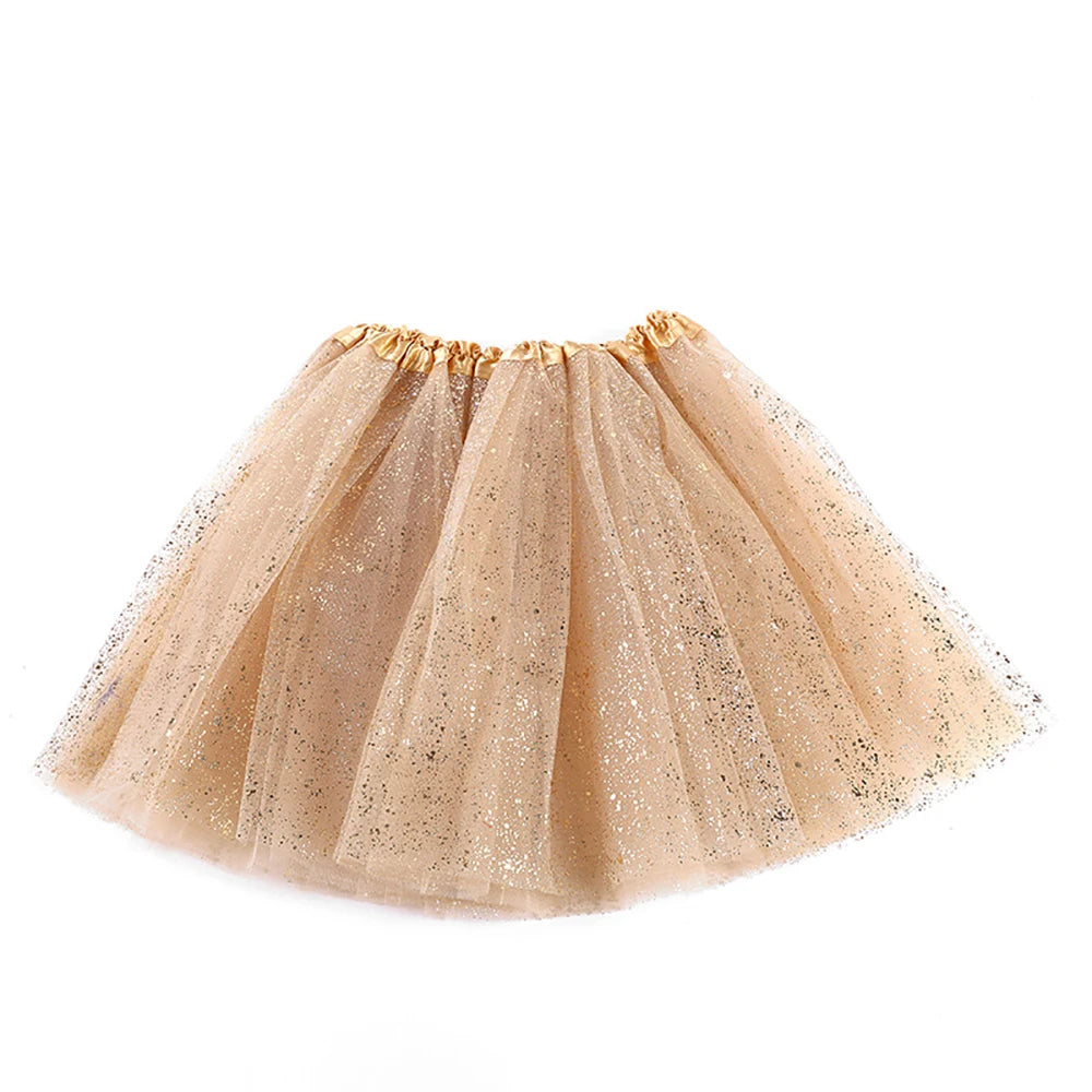 Golden Princess Dress for Little Girls - Cute Children's Fashion Show Tutu Skirt with Gauze Hot Mesh, Solid Color Dance Skirt