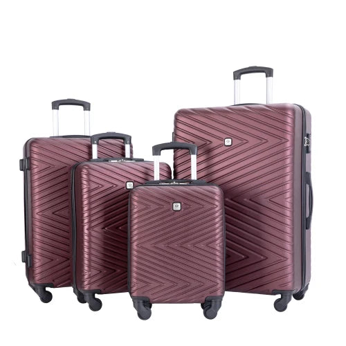 Travelhouse Luggage Set 4-Piece ABS Suitcase With Spinner Wheels, 24 Inch and 28 Inch with TSA Lock, 16, 20 Inch Carry On Luggage
