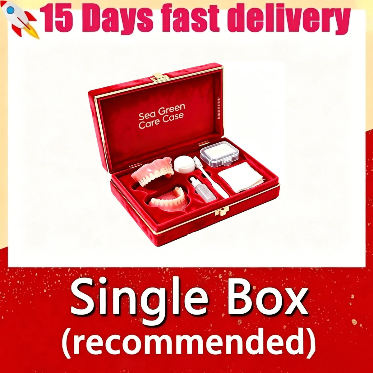 Premium Full‑Mouth Silicone Comfort Dentures for Adults, Soft Reline False Teeth Set with Storage Box Toothbrush Removal Hook