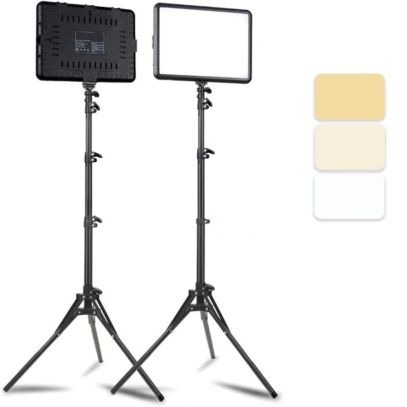 LED Photography Video Light Panel Lighting Photo Studio Lamp Kit with 8/12 Inch Adjustable Brightness,for YouTube Live Streaming