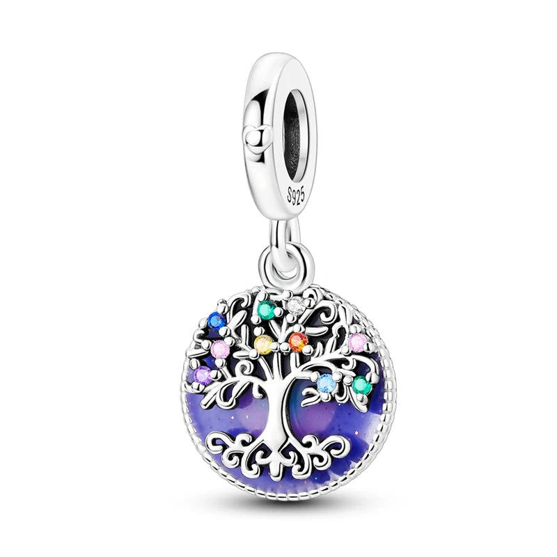 Charms Beads 925 Sterling Silver Tree of Life Peach Heart Sweet Love Charms Fit Pendants Bracelets Necklaces Women Jewelry Gift