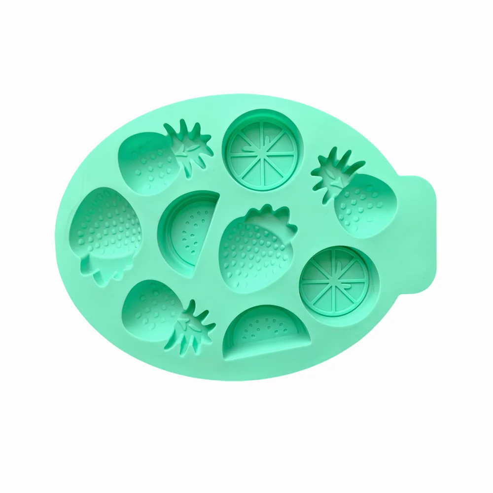 1pc 9-cavity 4 fruit shaped chocolate candy silicone molds, pudding, biscuit, ice tray molds, cake decoration baking utensils