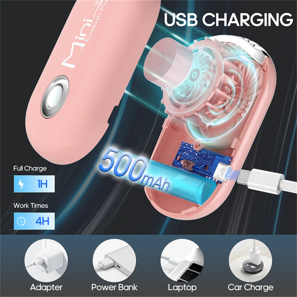 Rechargeable Eyelash Extension Dryer Fan 3 Speed Portable Handheld  Blower Glue Mascara Grafted Cooling Extension Tools