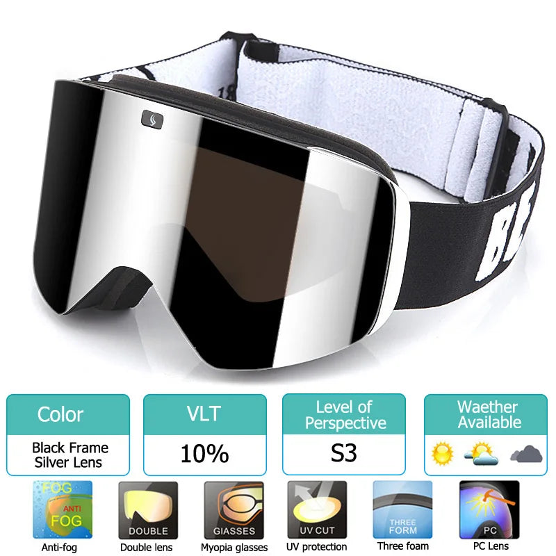 New UV400 Double Layer Magnetic Ski Goggles Polarized Lens Skiing Anti-fog Snowboard Goggles Men Women Ski Glasses Eyewear