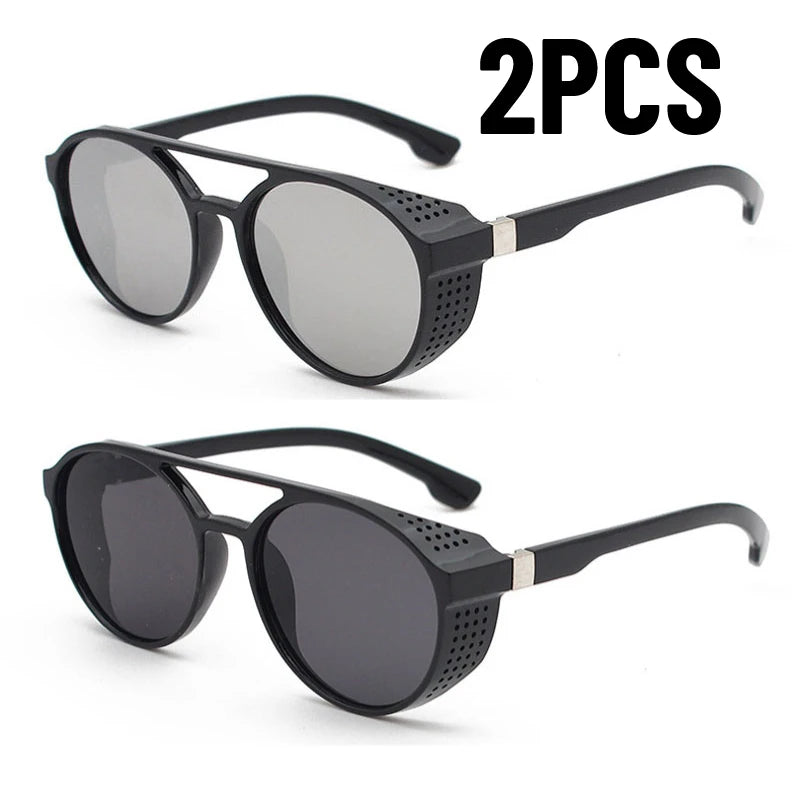 1/2PCS Classic Gothic Steampunk Sunglasses Men Women Brand Designer Shades Retro Round Driving Sun Glasses UV400