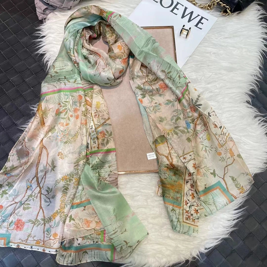 BYSIFA| Ultralarge Blue White 100% Mulberry Silk Scarf Beach Wrap Brand Female Long Scarves New Paisley Design Silk Scarf Shawl