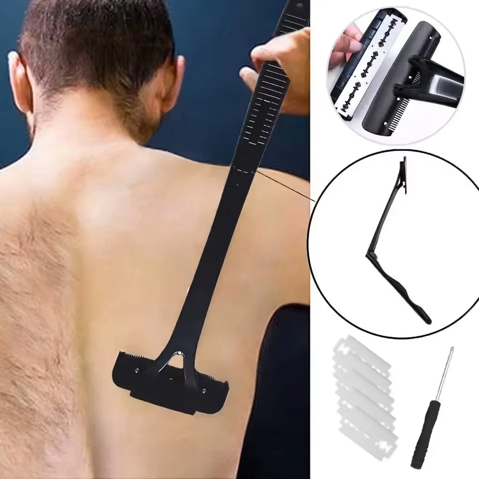 Men's Back Shaver Hair Body Shaver, Safety Long Handle, Foldable Trimmer, Body Leg Removal, Shaving Razor Tool Back Shavers
