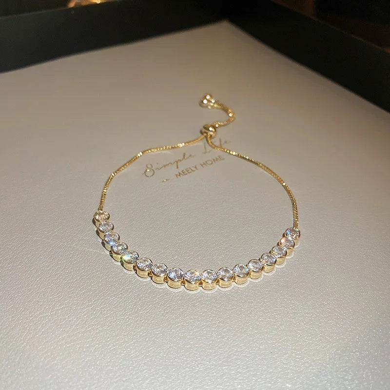 Wave Geometry Adjustable Bracelet Bangle Luxury Fashion Rhinestone Crystal Bracelets Women Wedding Wristband Jewelry