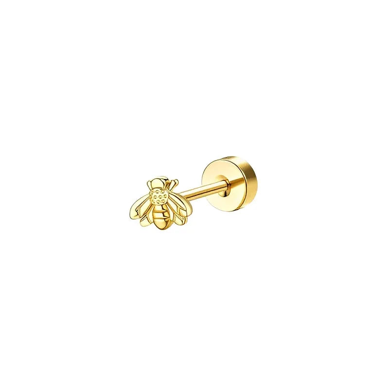 Bobisty 1pc Earrings Surgical Stainless Steel Earrings for Women Dainty Flat Back Earring Stud Hoop Cartilage for Sensitive Ears