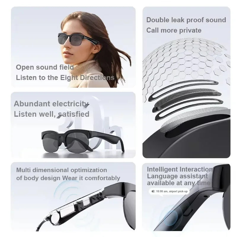 Lenovo 8K HD Smart AI Glasses Music Playback AI Translation Hands-Free Calling AI Chat Logging Smart Sunglasses for Men 2027 New
