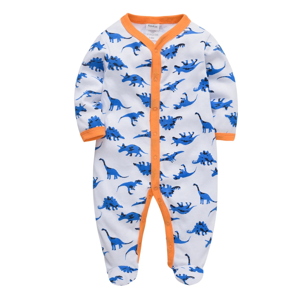 KAVKAS Baby Clothing Girls Pink Romper Cartoon Kids Pajamas Long Sleeve Jumpsuit Bebe Playsuit Girls Clothes  0`12 Monthes