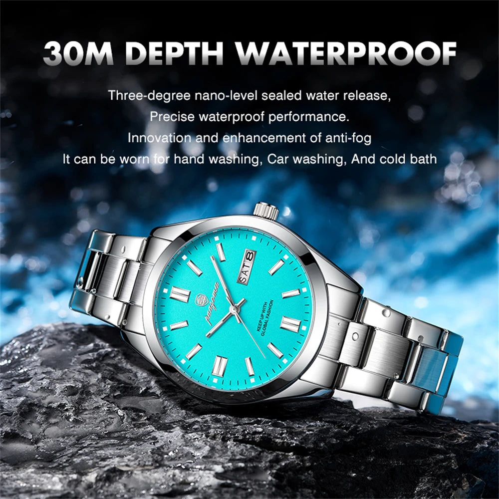 PAAZOMU Men's Analog Quartz Watch with Day Date Stainless Steel Band Waterproof Fashion Wristwatch for Men