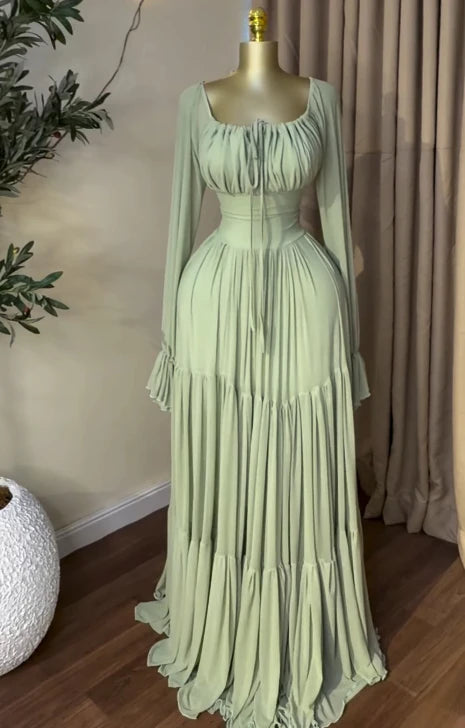 CM.YAYA 2026 Fall Winter Women Long Sleeve Slash Neck Long Maxi Dress Slim Evening Birthday Trendy Sexy Vacation Party Dresses