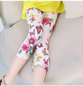 Girls Leggings Summer Children Skinny Pants Elastic Silk Breathable Causal Pencil Pants Flower Print Kids Leggings Girl Capris