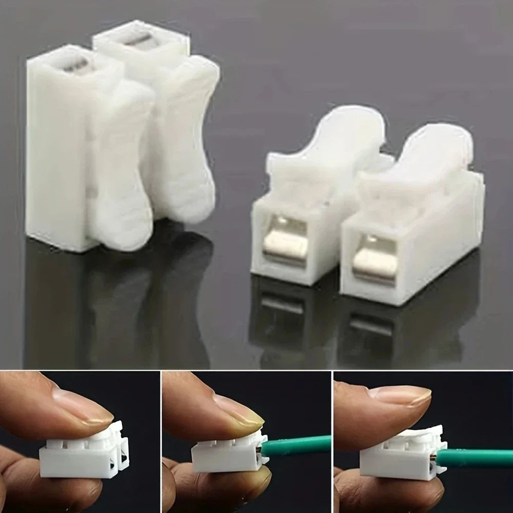 20pcs 2P Connector No Solding Welding Quick Cable Wire Connecting Terminal No Screw Terminal  Block Spring Clamp