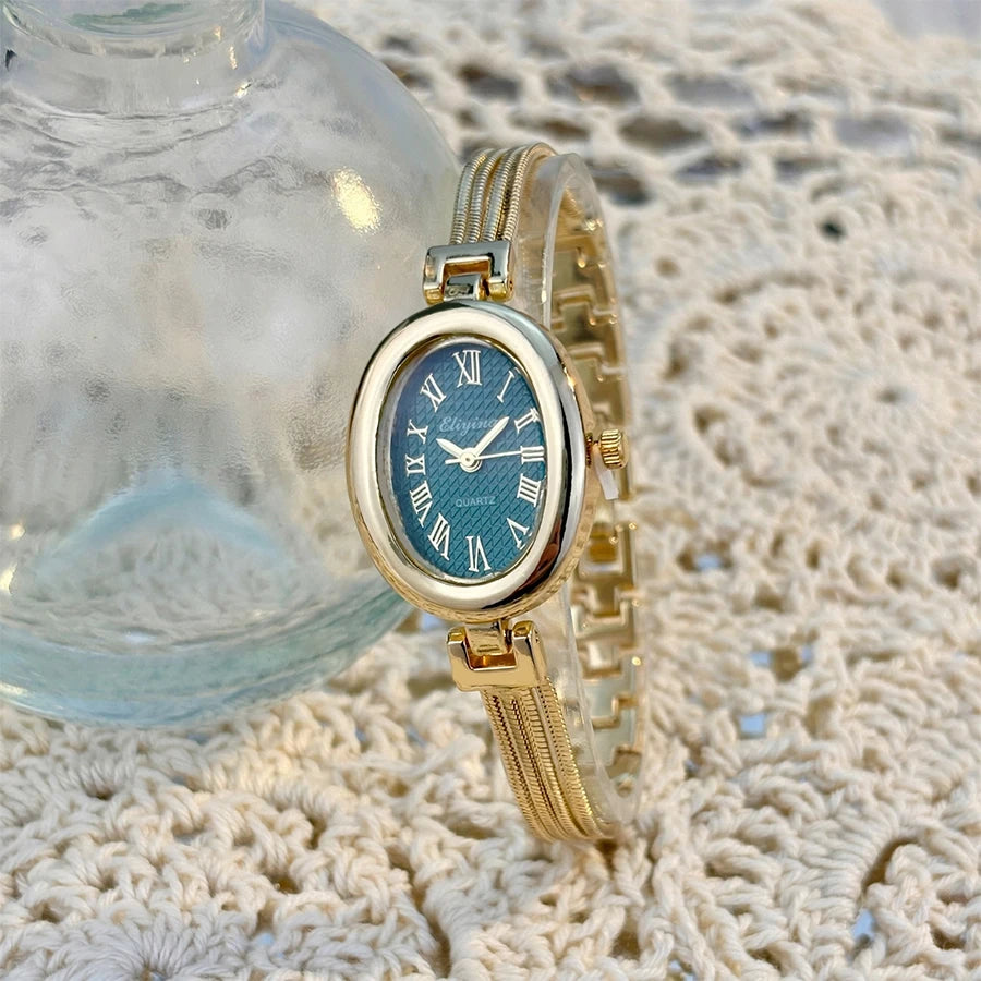 New Fashion Tassel Oval Bath Tub Ladies Bracelet Watch Simple Elegant Wristwatch Live Broadcast Bestseller