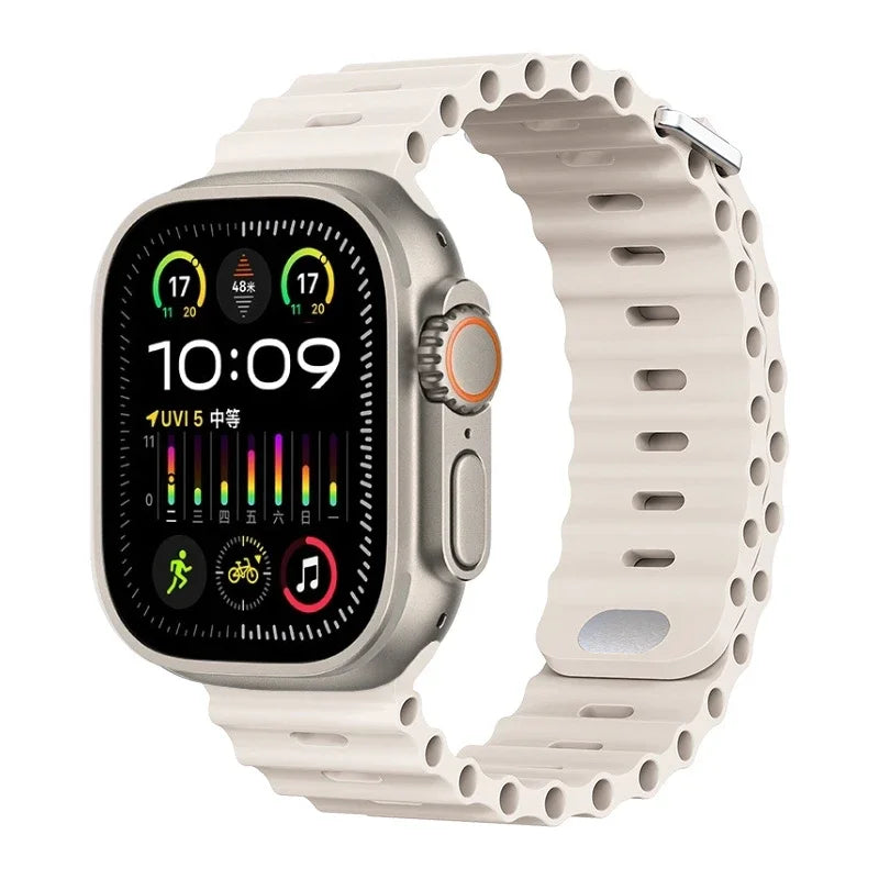 Ocean Silicone Strap For Apple Watch UItra 3 1 2 49mm 10 9 8 7 11 46mm 42mm 45mm 41mm Bracelet Wristband iWatch 6 5 4 SE3 44mm