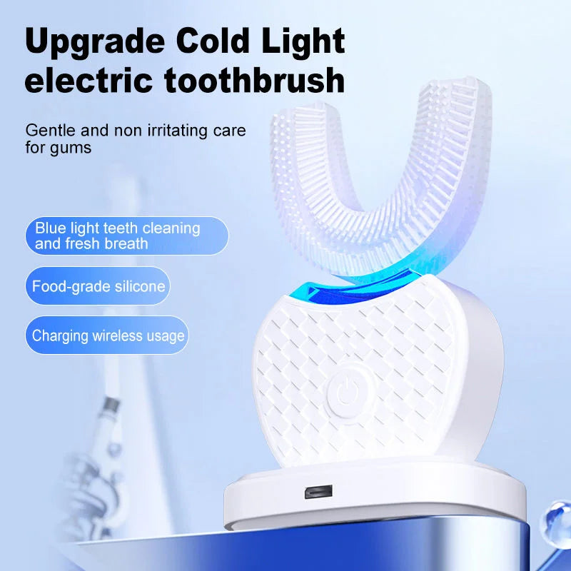 U-Shaped Ultrasonic Toothbrush With 3 Modes, 360° Ultrasonic Technology, Adult Silicone Electric Toothbrush For Automatic Teeth Whitening, Oral Care Device.