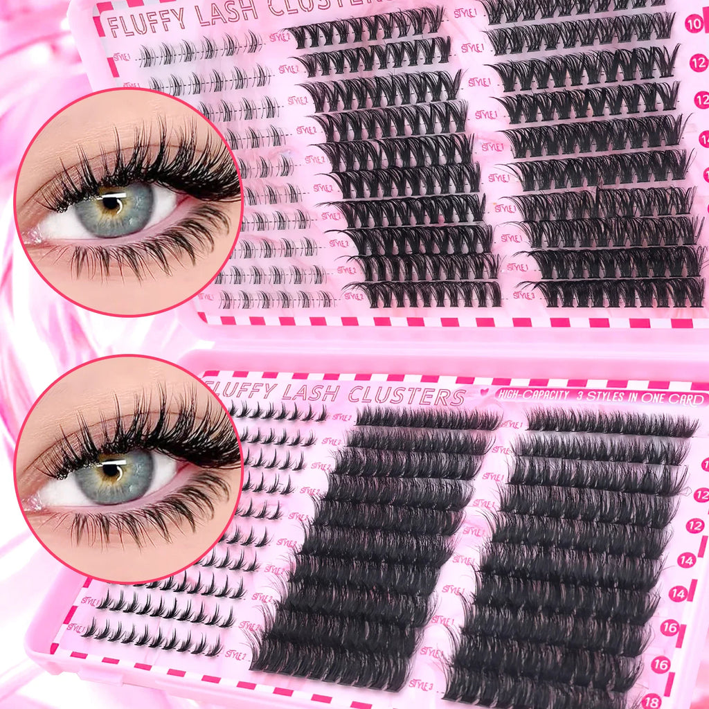 Show-Stopping Top & Bottom Lash Kit – 250/740 Cluster Shell Fluffy Volume, Mix-&-Match Lengths & Styles! Killer for Any Look