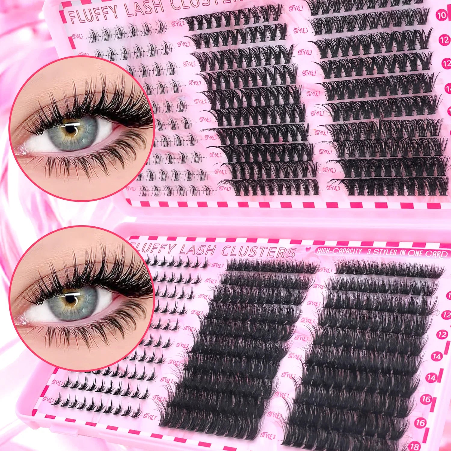 Show-Stopping Top & Bottom Lash Kit – 250/740 Cluster Shell Fluffy Volume, Mix-&-Match Lengths & Styles! Killer for Any Look