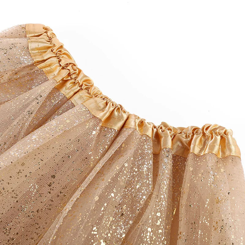 Golden Princess Dress for Little Girls - Cute Children's Fashion Show Tutu Skirt with Gauze Hot Mesh, Solid Color Dance Skirt
