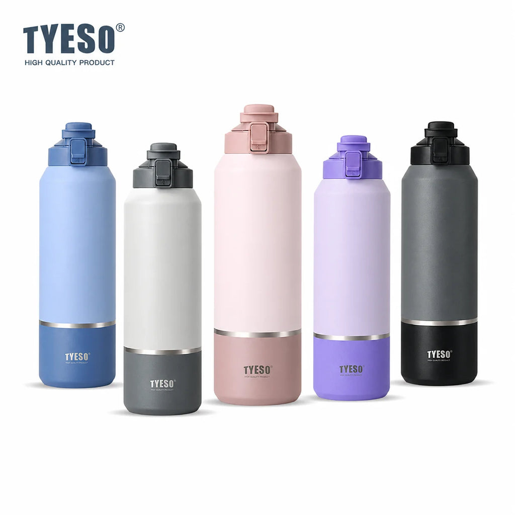 Tyeso Large‑Capacity Travel Mug with HandleVacuum Insulated Water Bottle Leakproof Lid Drinkware for Hiking Outdoor