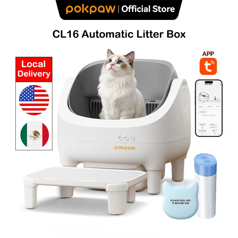 Pokpaw Automatic Self-cleaning Litter Box for Cats – 76L Large Smart Cat Toilet Open Sandbox for Cat Pet Supplies