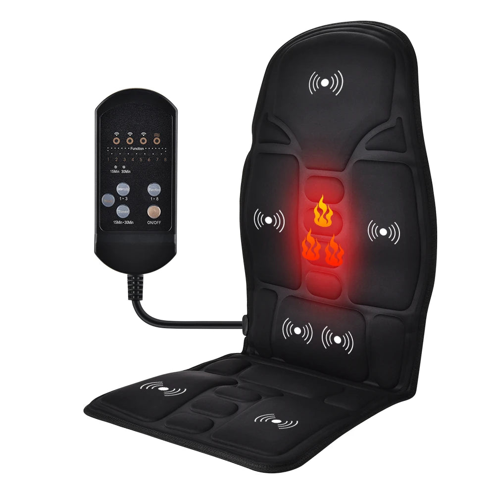 Electric Heating Back Waist Massager Shoulder Back Vibration Massage Mat for Chair Sofa Car Office Home Back Massage Hot Pad