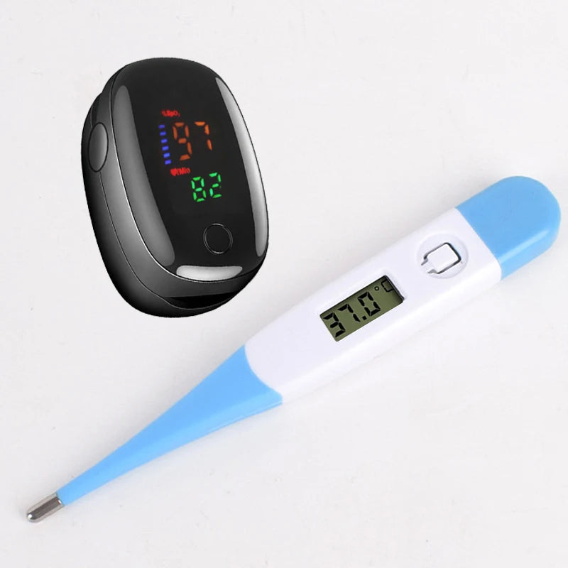 Pulse Oximeter Finger Clip Pulse Thermometer Electronic Soft Head Oral Armpit Temperature Measurement Household Adults Children