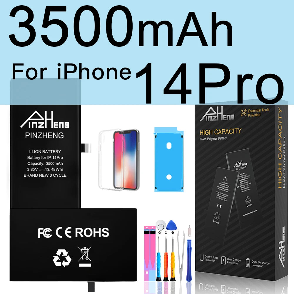 PINZHENG Real High Capacity Battery For iPhone 16 14 15 Pro Max 15 16 14 Pro 14 Plus 15 Plus 16 Pro Max Replacement Batteries