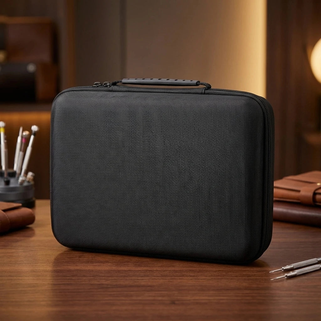 Hard-Shell 15 Slots Watch Storage Organizer Case, Watch Carry Box Fit Large And Small Watches, With Soft Foam Pillow