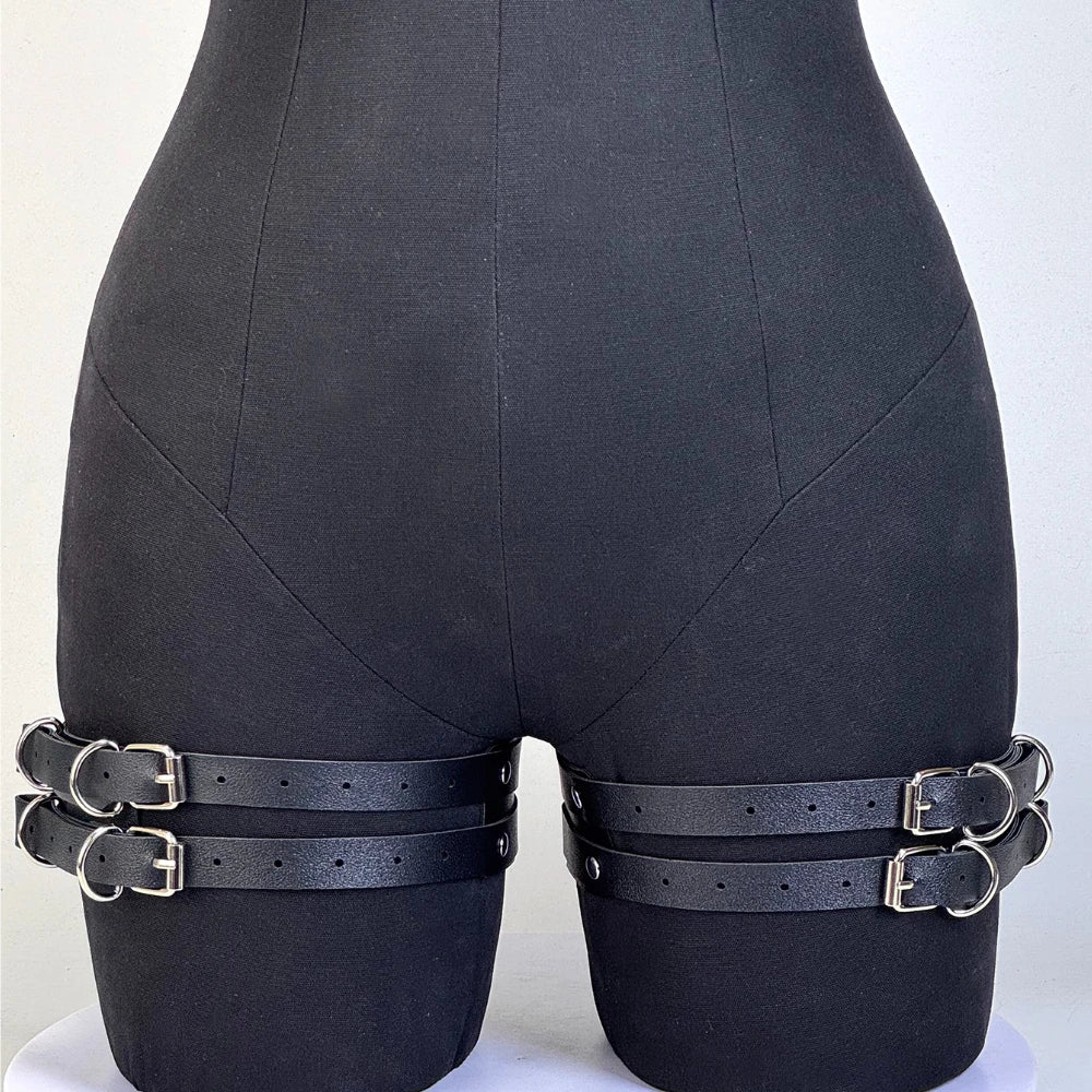 1 Pair of Women's Black Fashion Thigh Straps JK Adjustable Thigh Straps Gothic Punk Thigh Straps Fashion Thigh Accessories