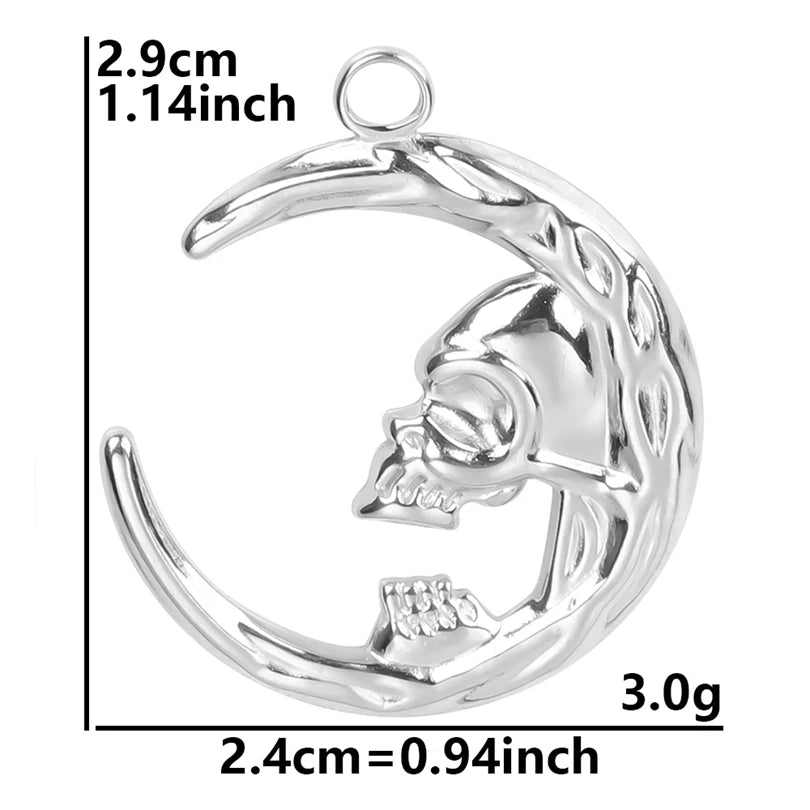 10pcs/lot Stainless Steel Crescent Moon Sun Pendants Moon Girl Friendship Mushroom Forest Charms Jewelry Making Findings No Fade
