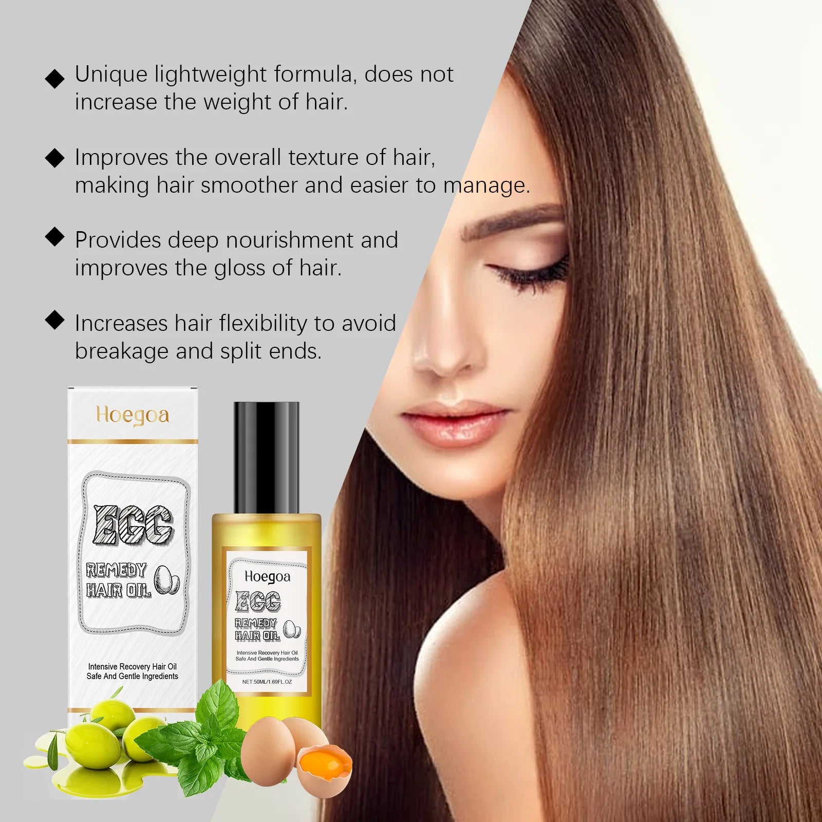 Egg Remedy Hair Oil Restore Soft Smooth Straighten Shiny Deep Moisturizer Nourish Hair Roots Frizzy Dry Scalp Hair Care Product