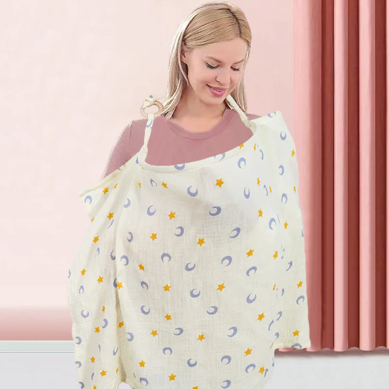 Double Layer Cotton Nursing Cover Breastfeeding Shawl Anti Embarrassment Baby Blanket & Stroller Cover