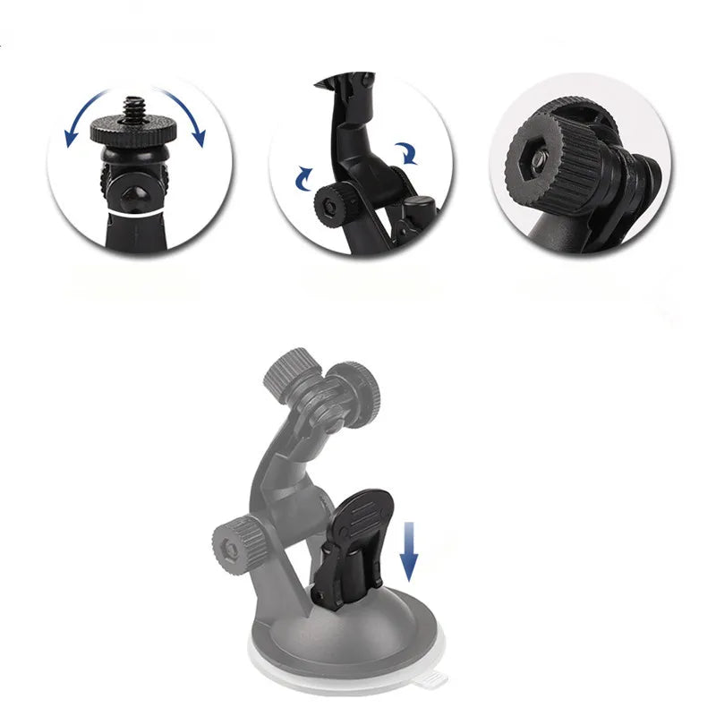 Suction Cup Camera Car Mount With Tripod Adapter Phone Holder for GoPro Hero 13 12 11 10 9 8 DJI Osmo 360 Action 5 Pro 6 4 Insta