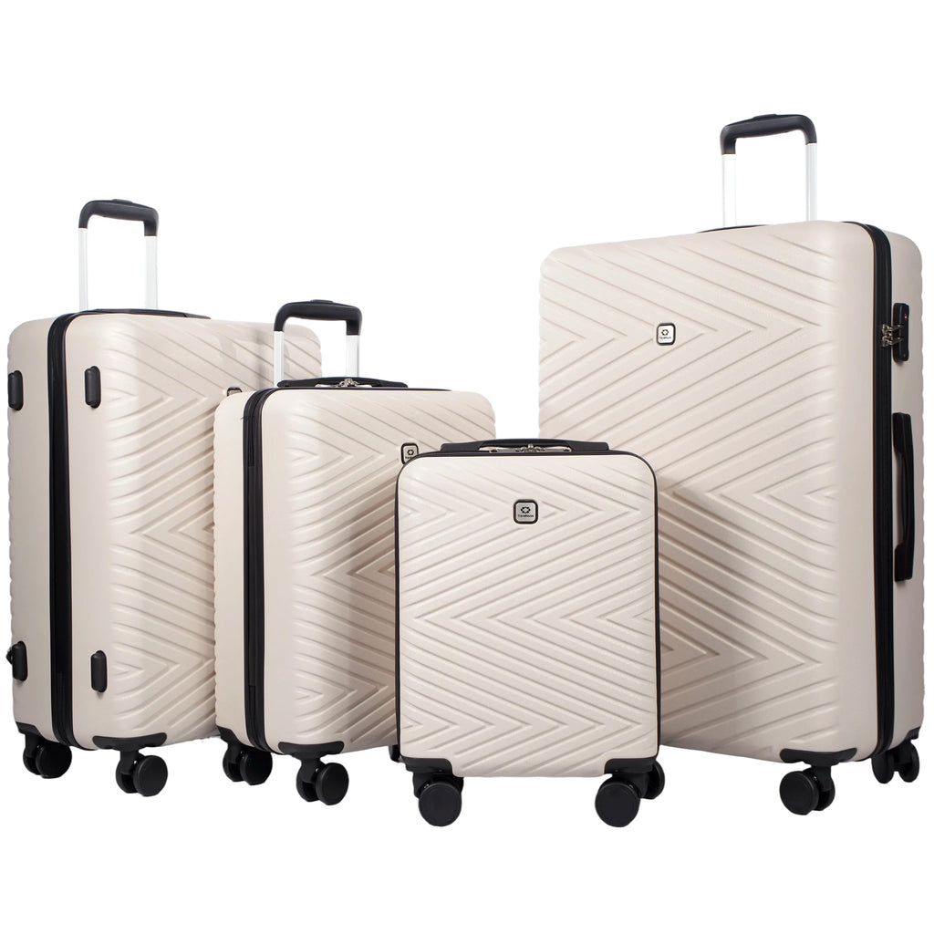 Travelhouse Luggage Set 4-Piece ABS Suitcase With Spinner Wheels, 24 Inch and 28 Inch with TSA Lock, 16, 20 Inch Carry On Luggage