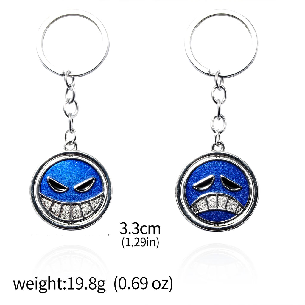 One Piece Luffy Straw Hat Keychain Rotatable Zoro Skull Metal Pendant Role-Playing Decorative Accessories Fan Jewelry Gift