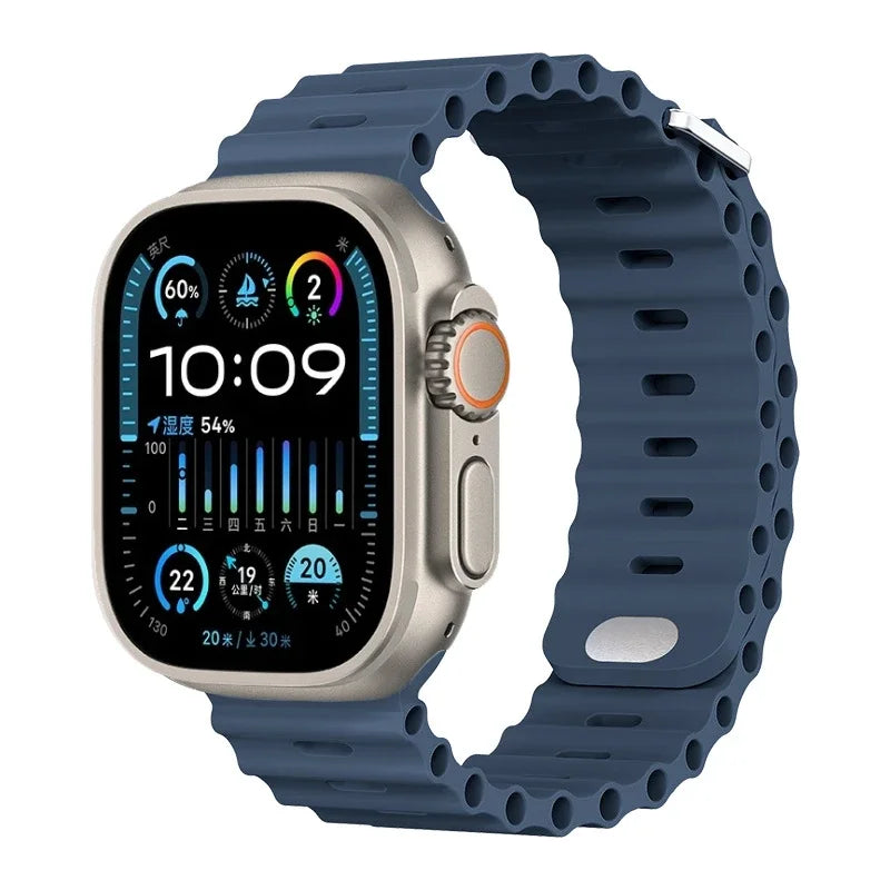 Ocean Silicone Strap For Apple Watch UItra 3 1 2 49mm 10 9 8 7 11 46mm 42mm 45mm 41mm Bracelet Wristband iWatch 6 5 4 SE3 44mm