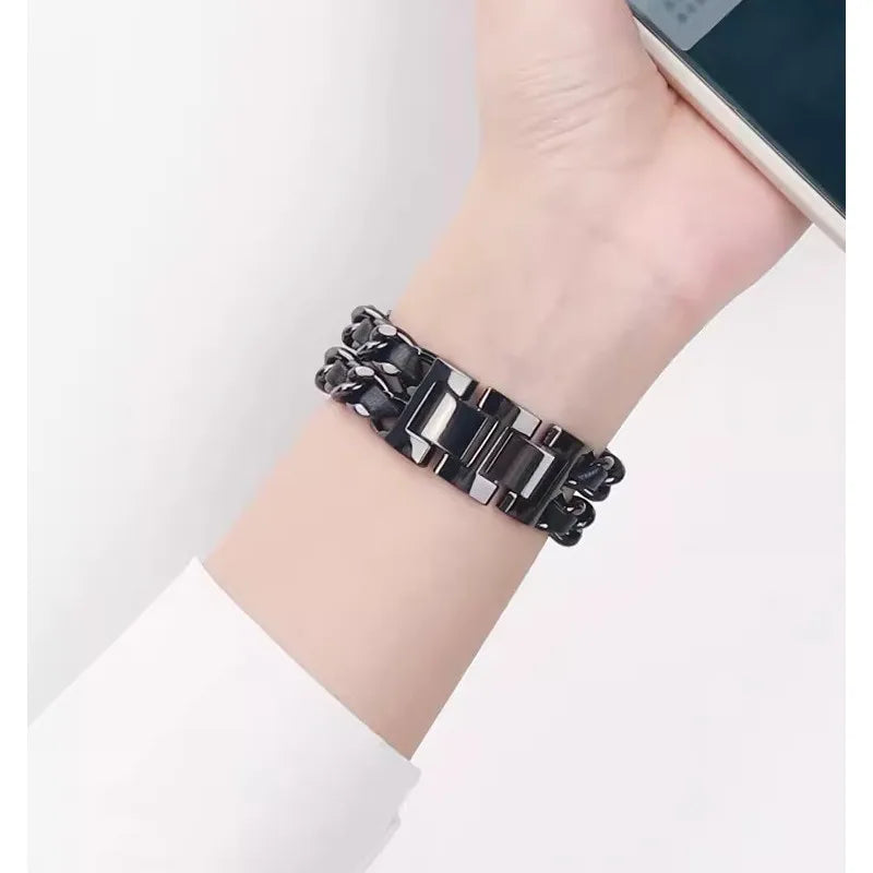 Strap Metal Chain Wristband For Garmin Forerunner 165 265 255 245 55 158 570 Vivoactive 5 6 Venu SQ 3 2