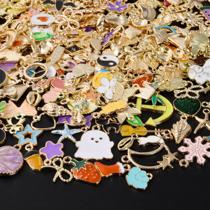 Mixed Assorted Alloy Enamel Cute Heart Pendants Charms Ocean Flower Alloy Oil Drop DIY Earrings Bracelet Jewelry Accessories New