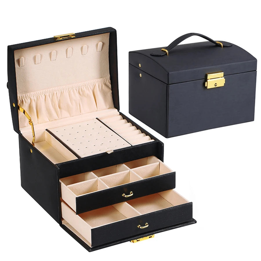 1Pc, Lock Arch Three-Layer Jewelry Box, Suitable for All Kinds of Jewelry Storage Bags