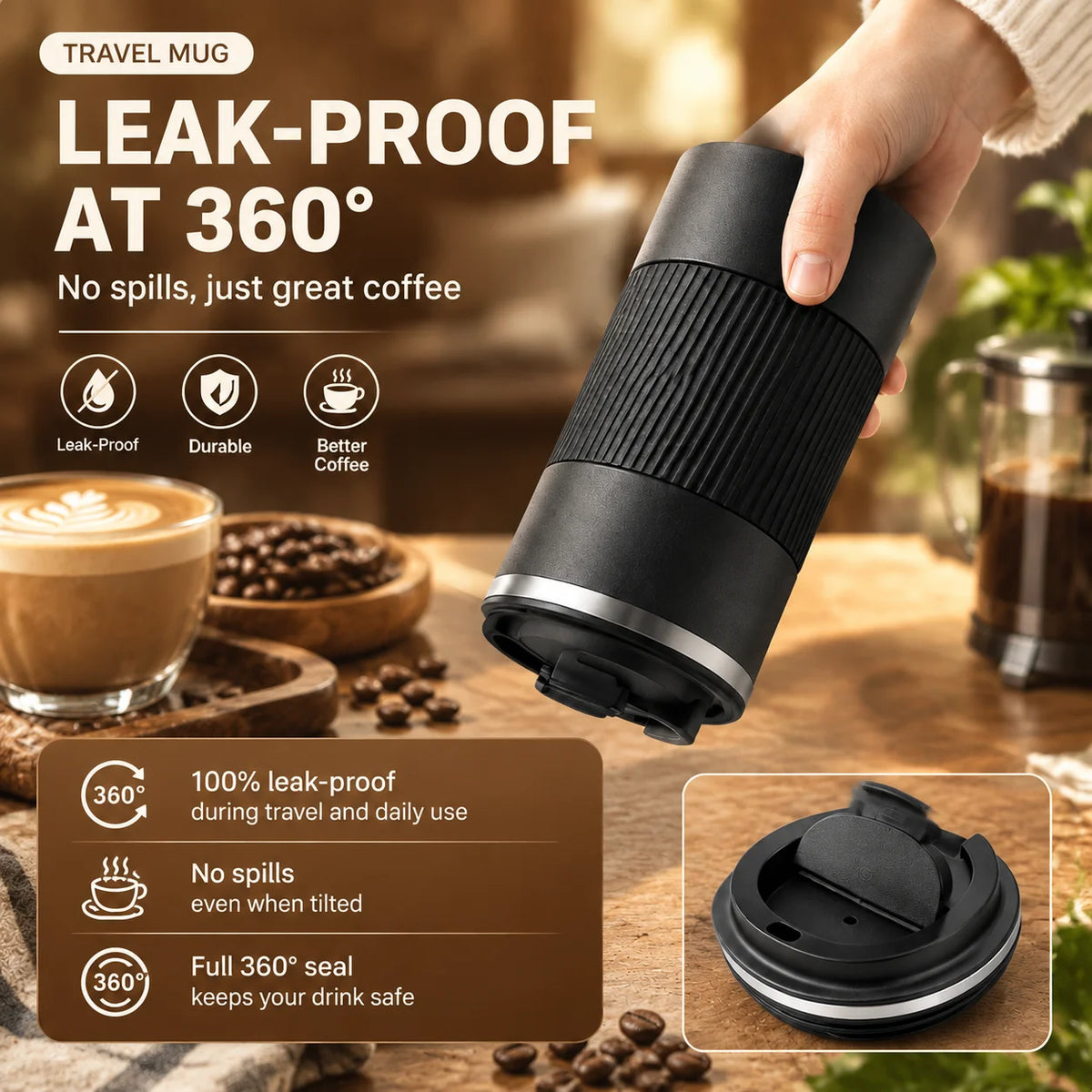 380/510ML Leak_Proof Travel Thermo Cup Stainless Steel Thermo Cafe Coffee Mug Car Thermos Mug for Tea Water Coffee Double